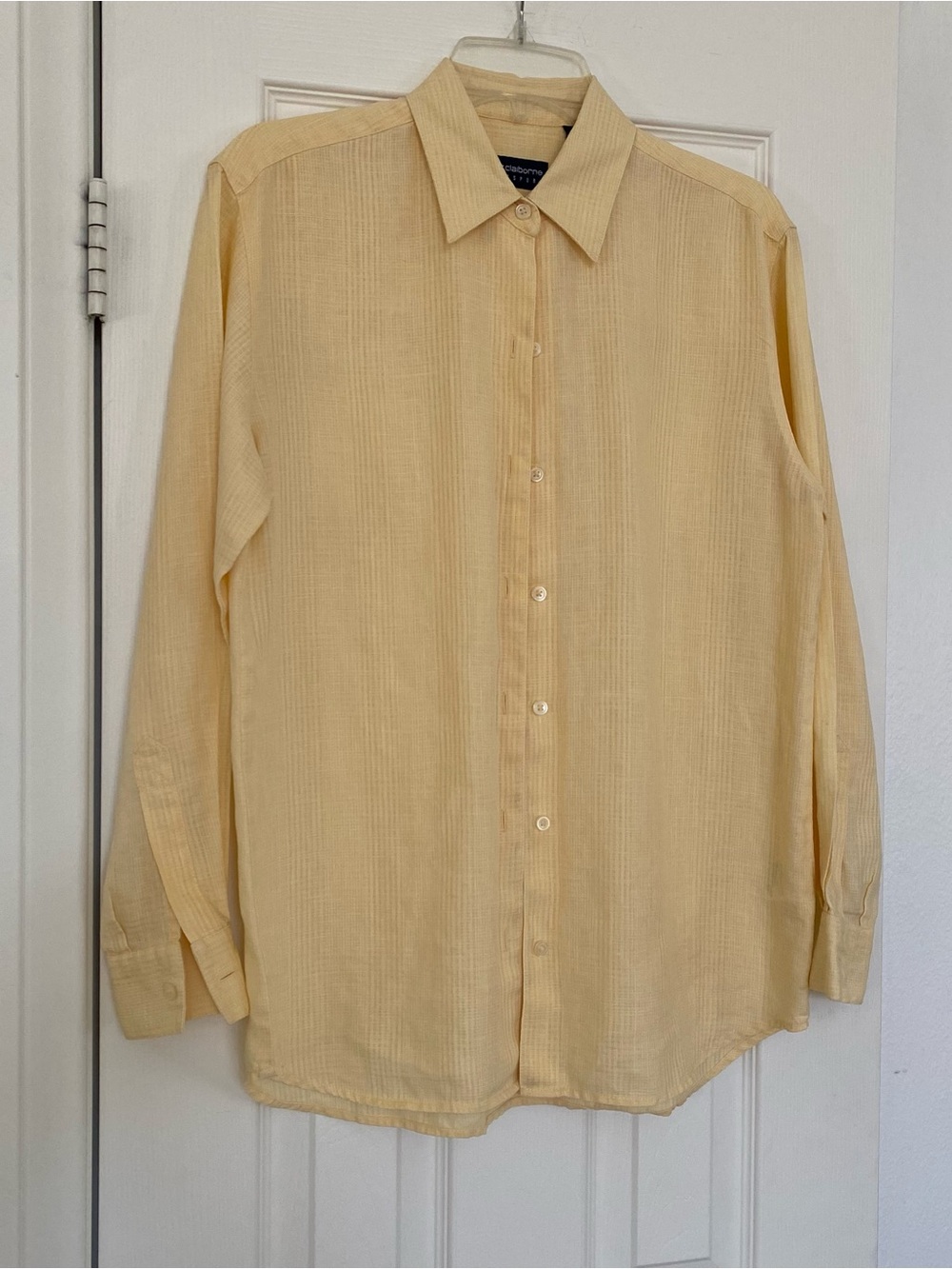 Irish Linen Liz Claiborne - Liz Sport Button-Up Shirt Yellow Sz Small *Oversized